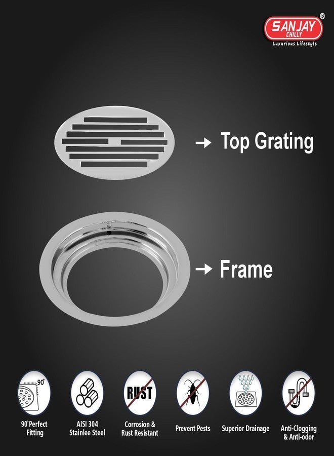 SANJAY CHILLY Classic Round Floor Drain 5 INCH for Bathroom Stainless Steel 304 Grade Waste Water Drainer Washbasin Sink Bathtub Laundry (Round Classic Silver 5 INCH) - Image 3